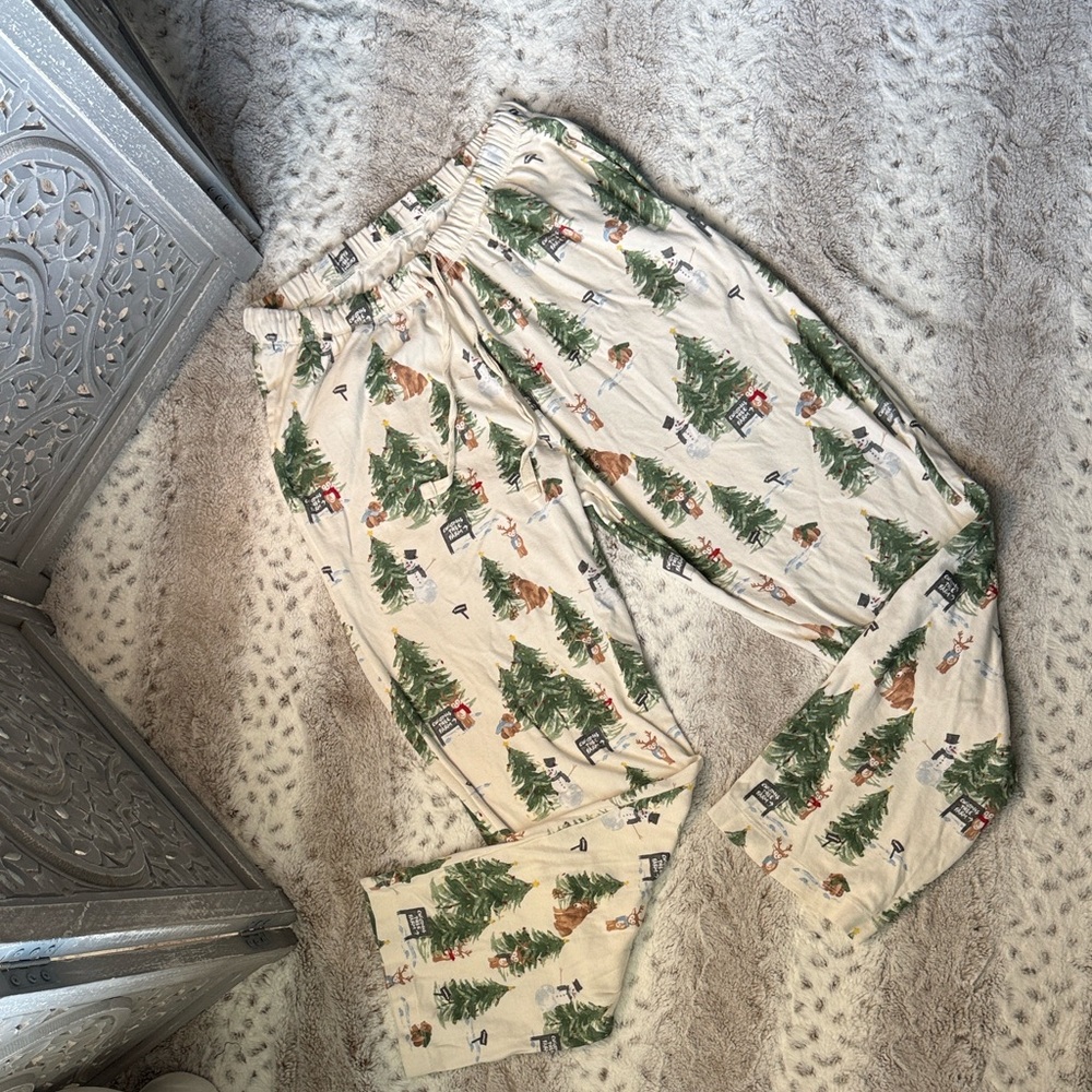 Burt's Bees Baby Christmas wide leg pajama pants XLarge reindeer holiday winter